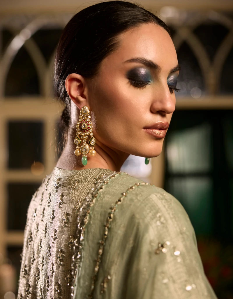 Chandi Tissue Kurta Set By Manvi Kapoor F