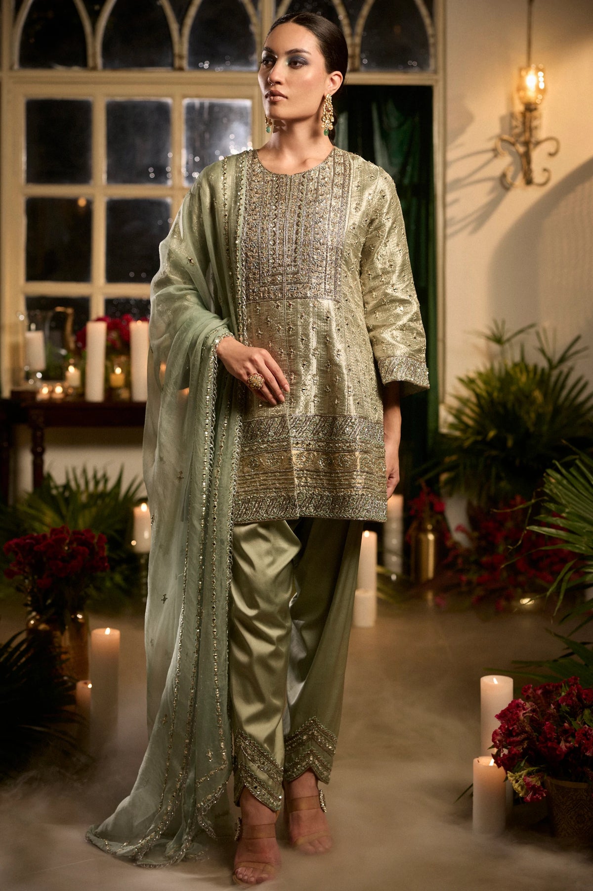 Chandi Tissue Kurta Set By Manvi Kapoor A