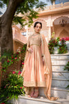 Gold Bandhgala Anarkali Set by Manvi Kapoor A