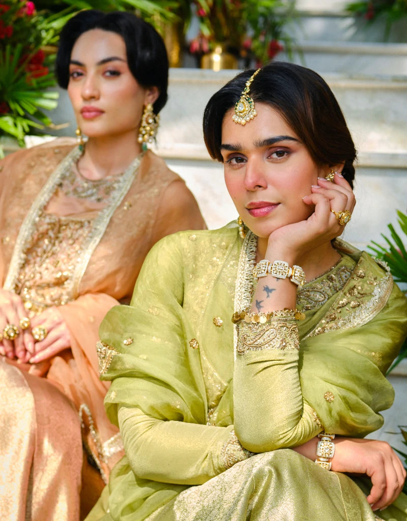 Green Bandhgala Anarkali Set By Manvi Kapoor F