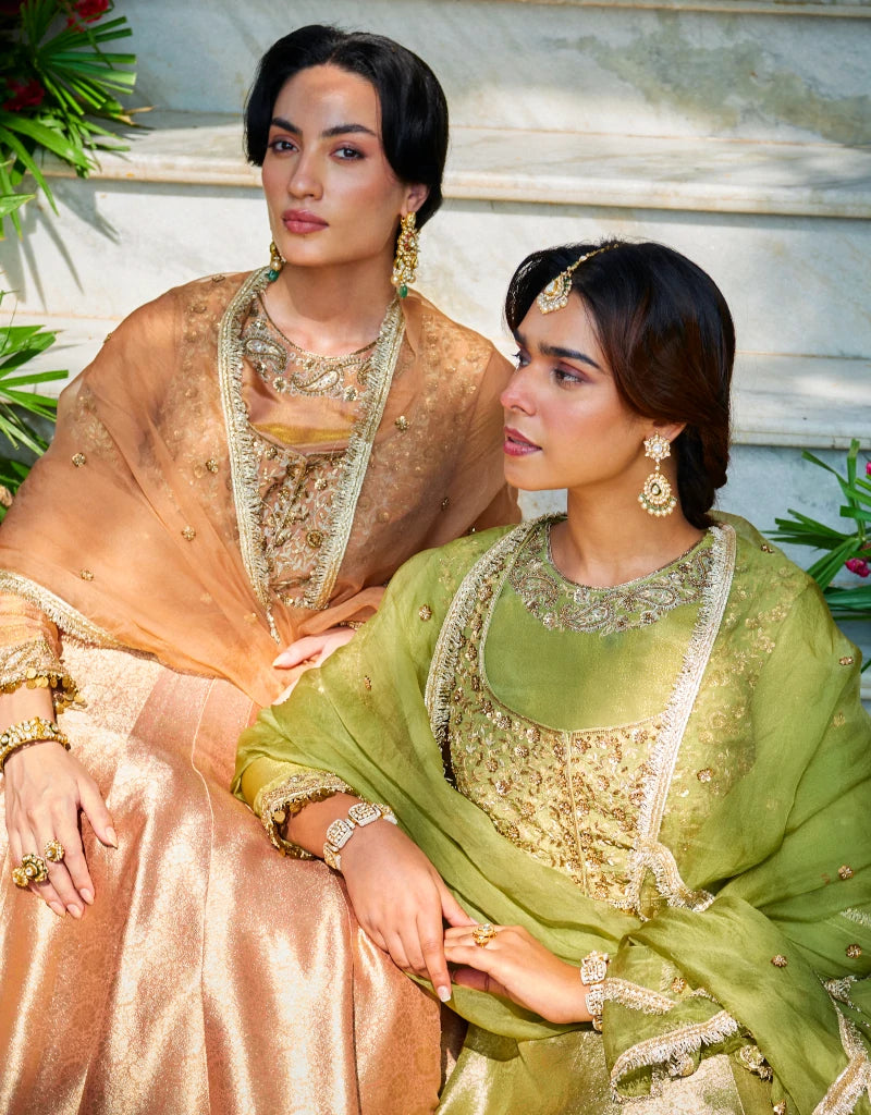 Green Bandhgala Anarkali Set By Manvi Kapoor I