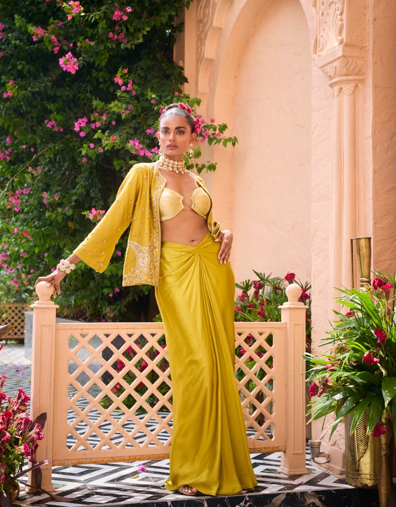 Green Souk Skirt Set By Manvi Kapoor D