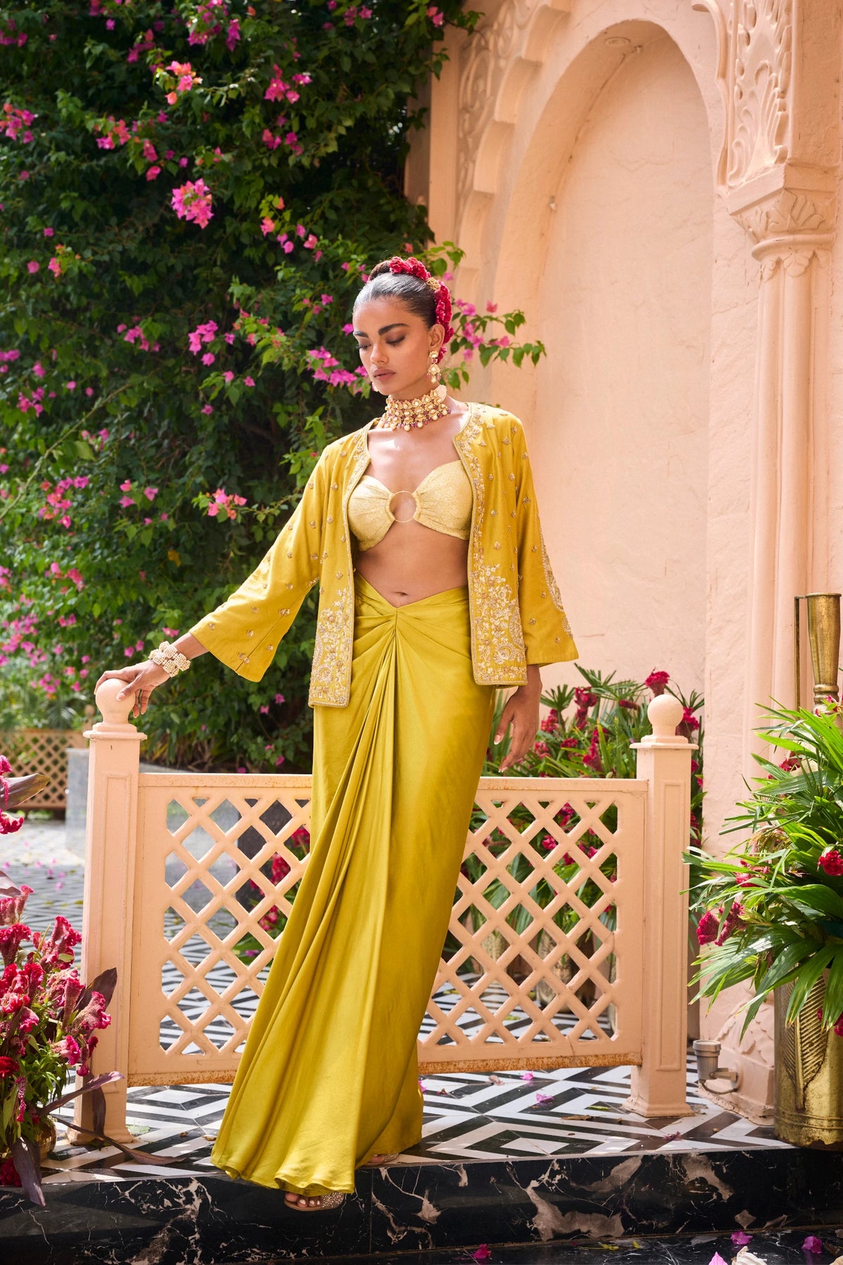 Green Souk Skirt Set By Manvi Kapoor A