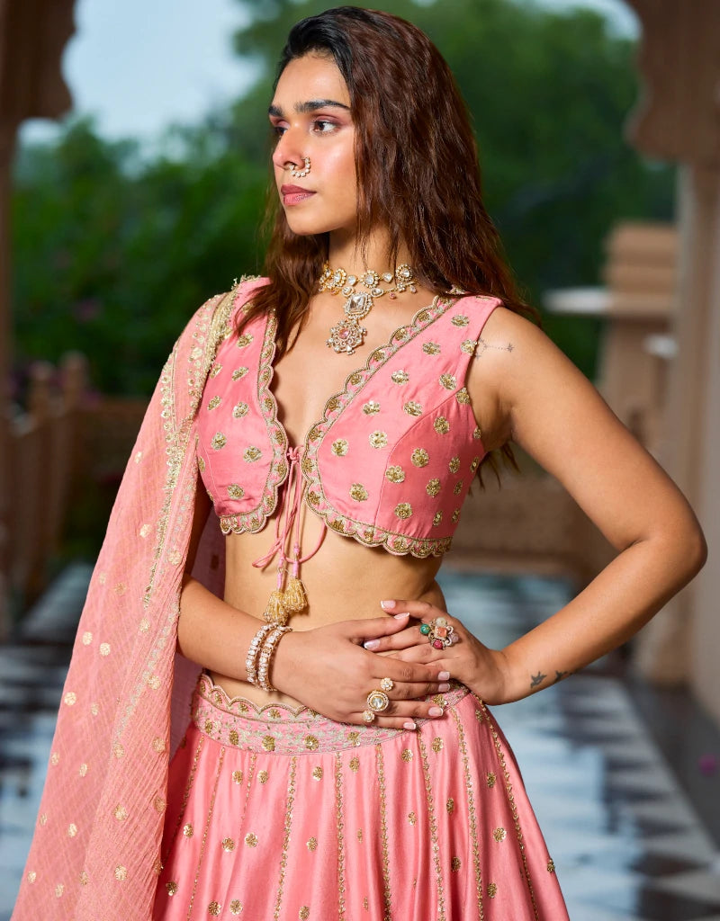 Gulabi Lehenga Set By Manvi Kapoor D