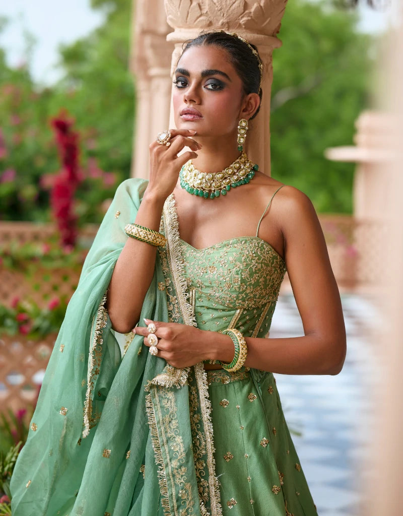 Hara Lehenga Set By Manvi Kapoor B