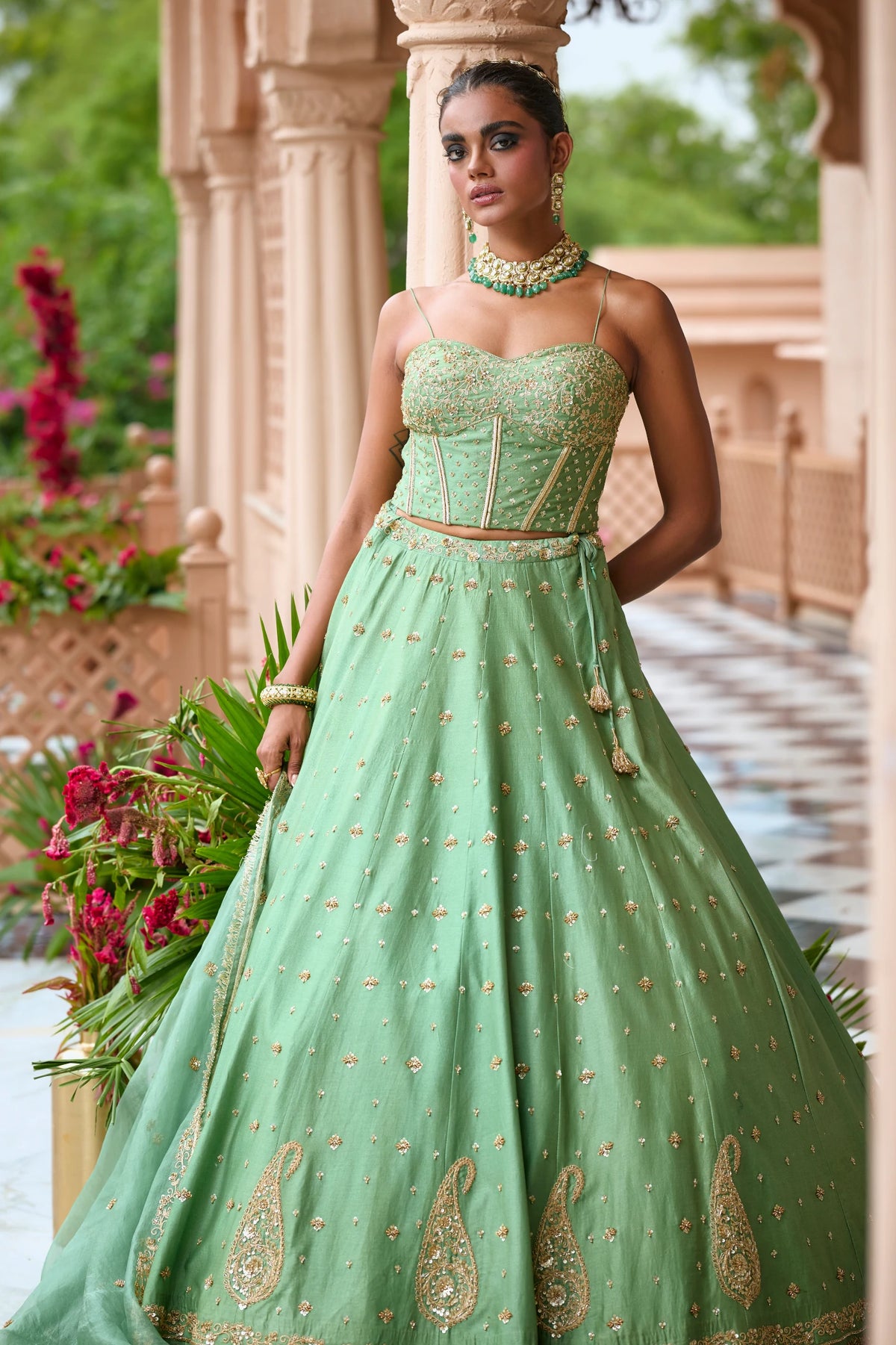 Hara Lehenga Set By Manvi Kapoor A