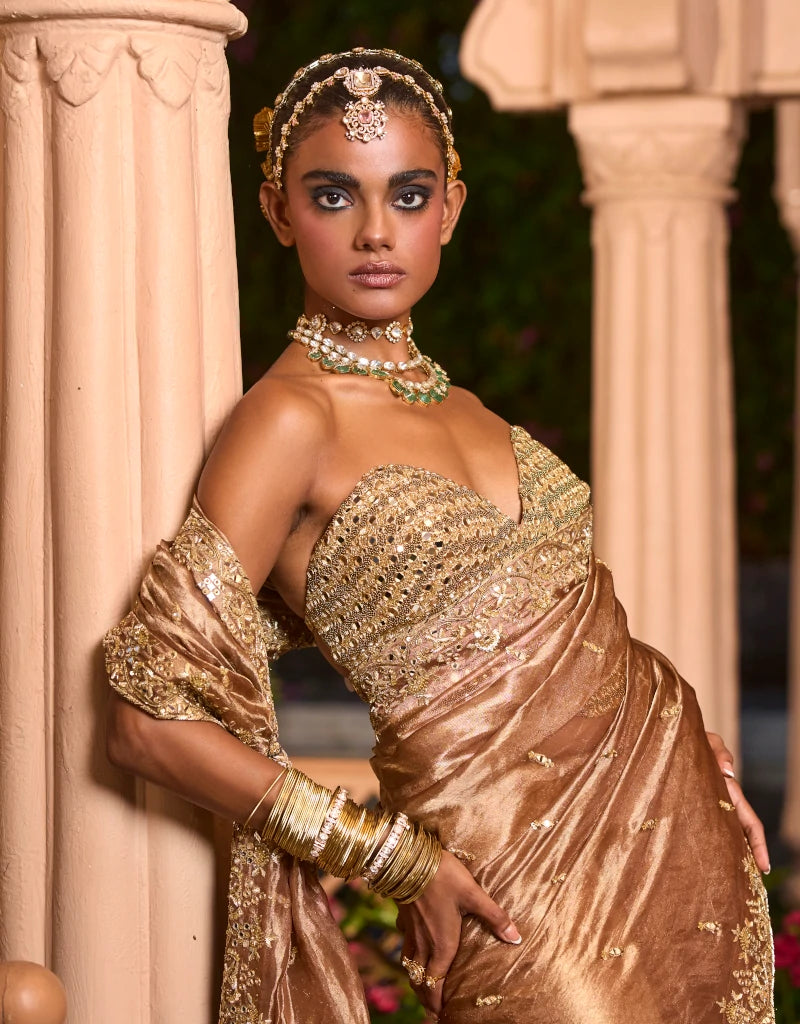 Sunheri Saree Set By Manvi Kapoor D