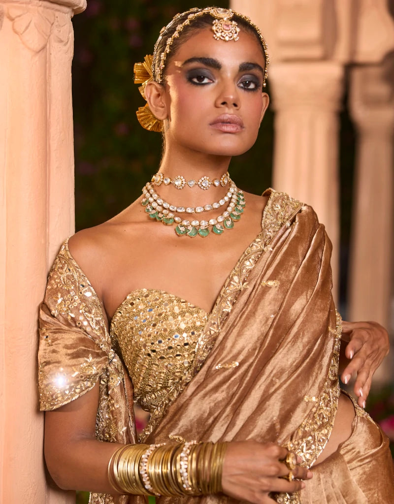 Sunheri Saree Set By Manvi Kapoor E