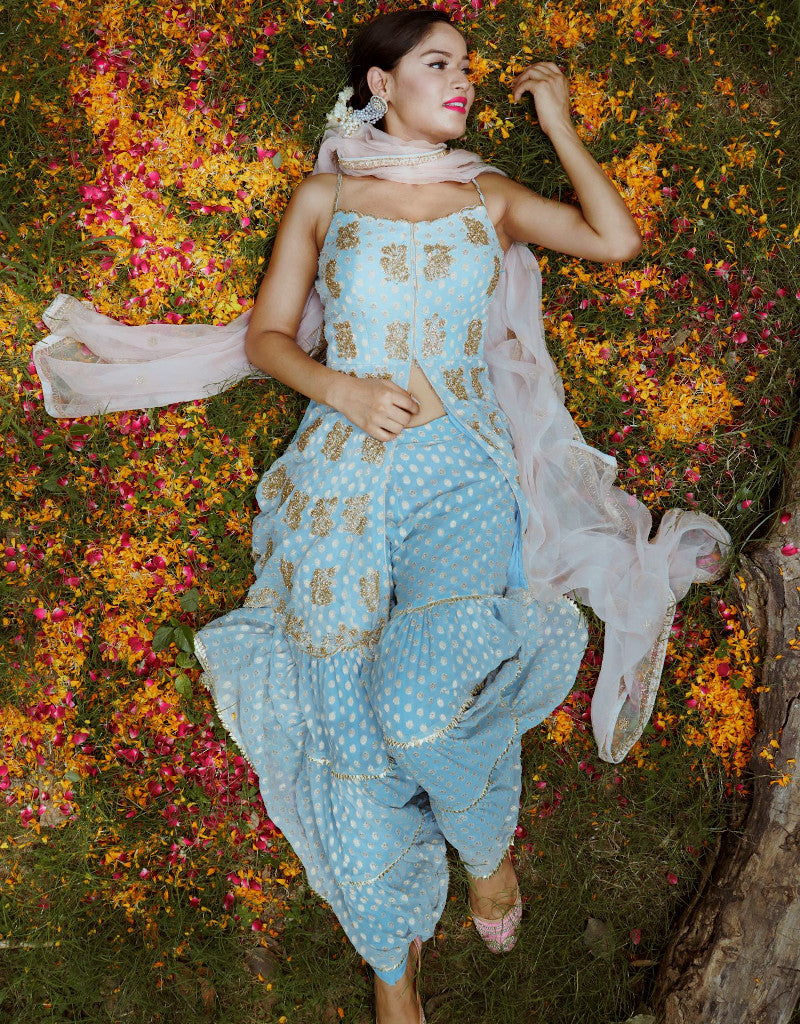 Manvi Kapoor -Asmani-Garara-Set -Ethnic-Indian-Womenswear