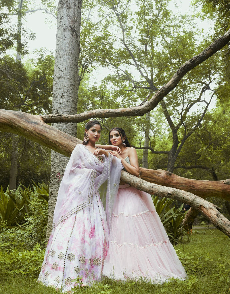 ORGANZA PINK OMBRE LEHENGA - PS The Design House